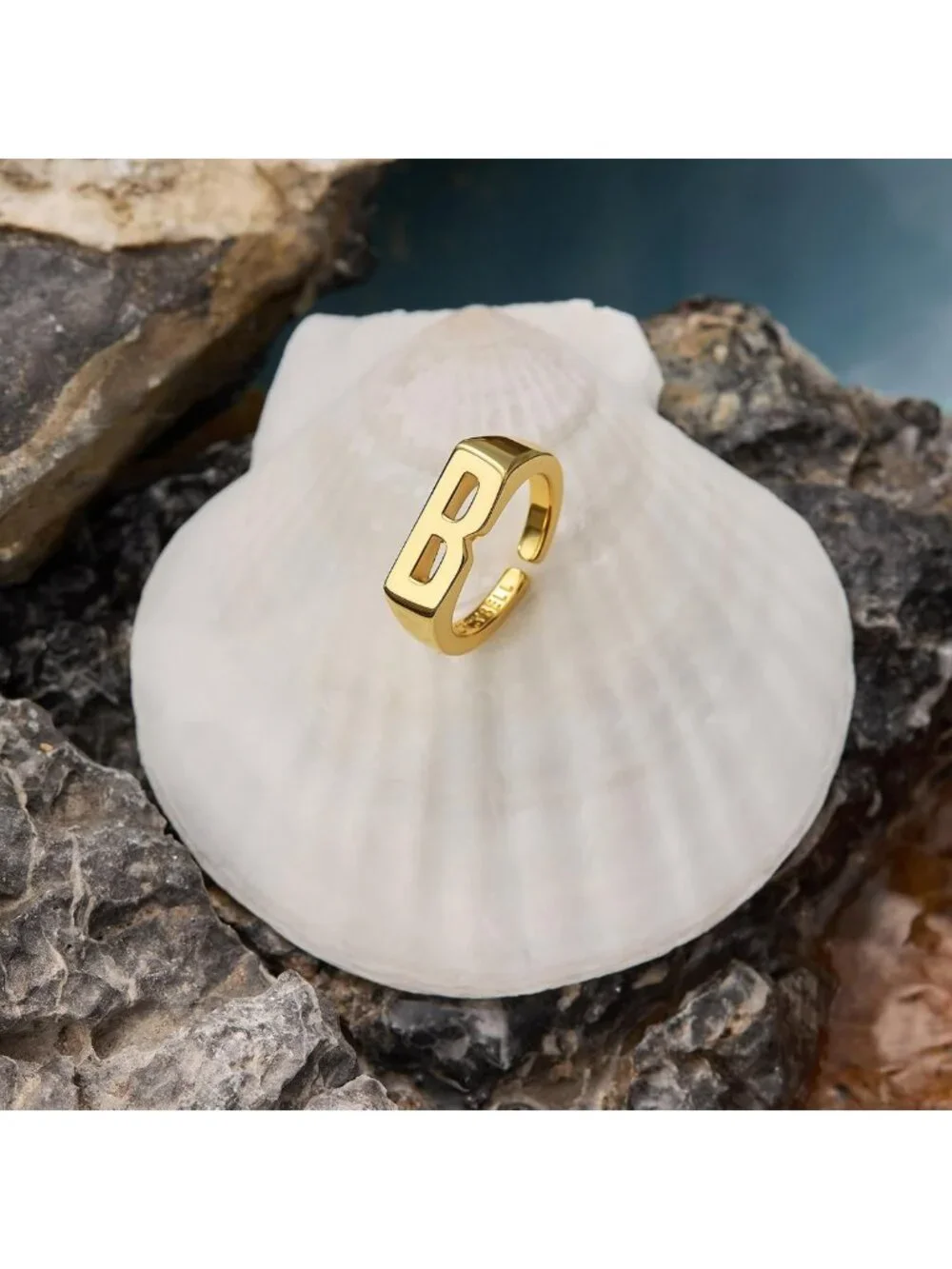 18k Gold Plated Adjustable Initial Rings for Women - Stylish Personalized